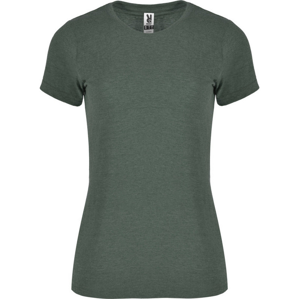 Bottle Green - Front - Roly Womens-Ladies Fox Heather Short-Sleeved T-Shirt