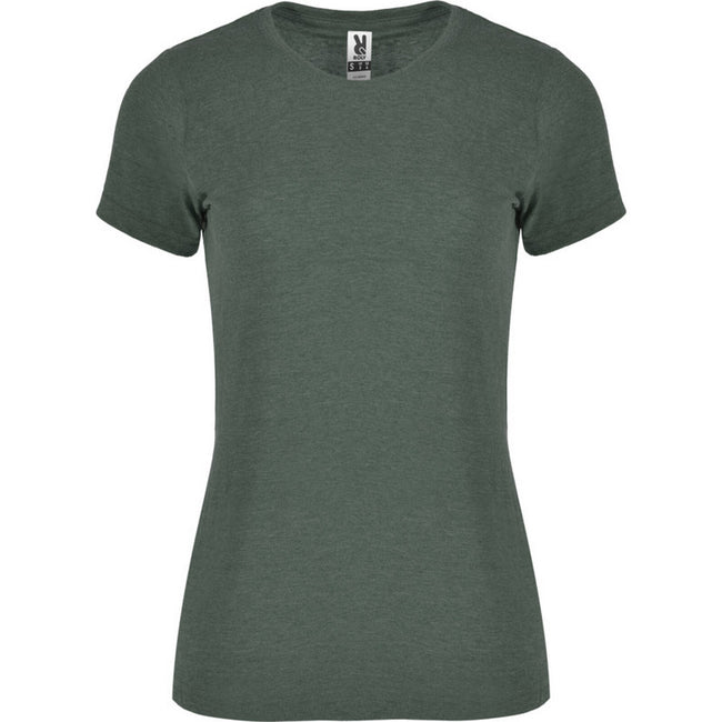 Bottle Green - Front - Roly Womens-Ladies Fox Heather Short-Sleeved T-Shirt