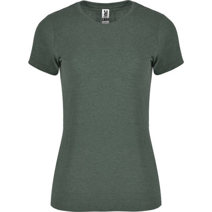 Bottle Green - Front - Roly Womens-Ladies Fox Heather Short-Sleeved T-Shirt