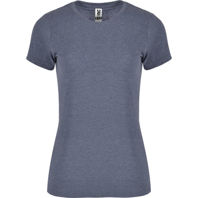 Denim Blue - Front - Roly Womens-Ladies Fox Heather Short-Sleeved T-Shirt
