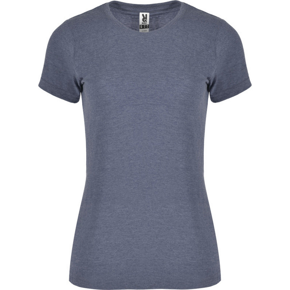 Denim Blue - Front - Roly Womens-Ladies Fox Heather Short-Sleeved T-Shirt