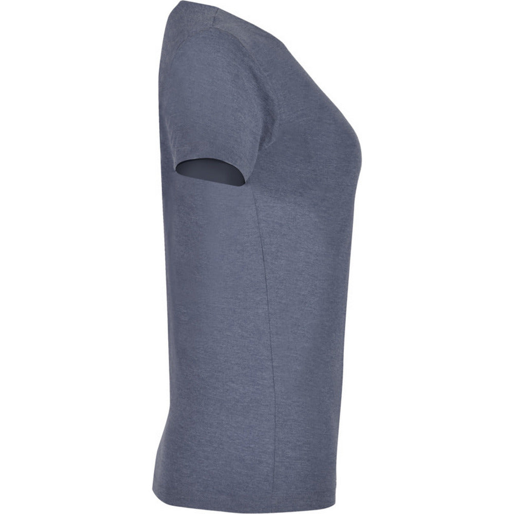 Denim Blue - Side - Roly Womens-Ladies Fox Heather Short-Sleeved T-Shirt