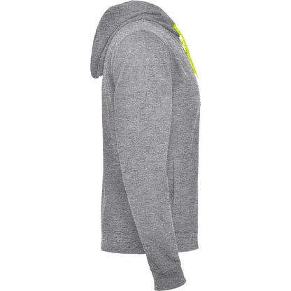 Heather Grey-Fluro Yellow - Side - Roly Unisex Adult Fuji Full Zip Hoodie