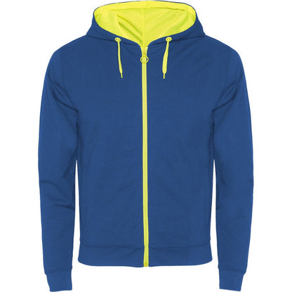 Royal Blue-Fluro Yellow - Front - Roly Unisex Adult Fuji Full Zip Hoodie
