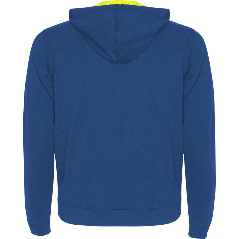 Royal Blue-Fluro Yellow - Back - Roly Unisex Adult Fuji Full Zip Hoodie