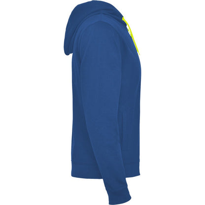 Royal Blue-Fluro Yellow - Side - Roly Unisex Adult Fuji Full Zip Hoodie