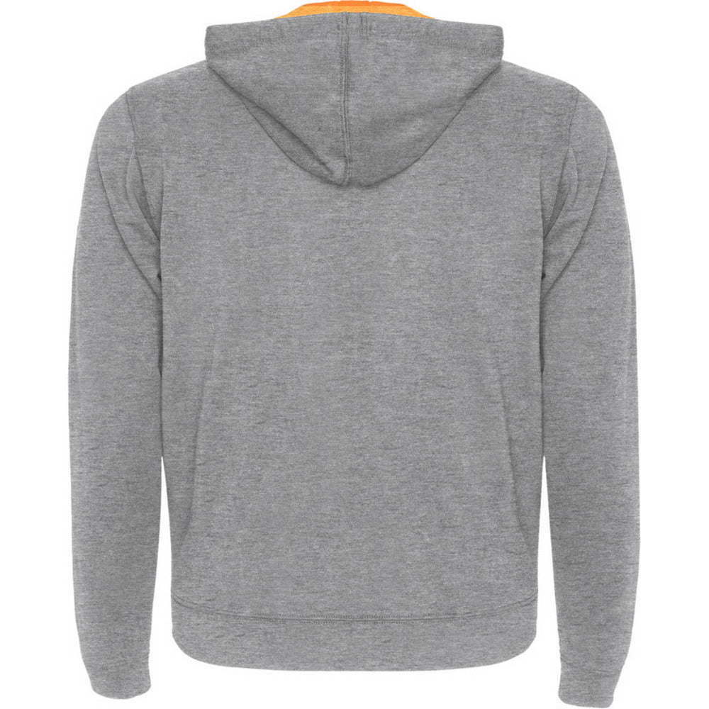 Heather Grey-Fluro Orange - Back - Roly Unisex Adult Fuji Full Zip Hoodie