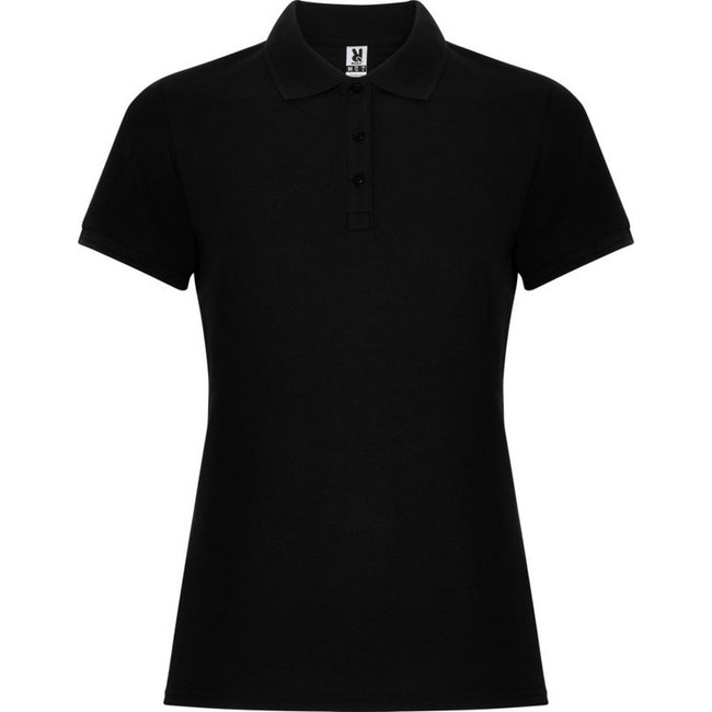 Solid Black - Front - Roly Womens-Ladies Pegaso Premium Short-Sleeved Polo Shirt