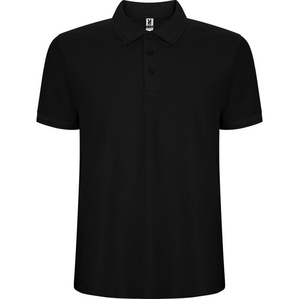 Solid Black - Front - Roly Mens Pegaso Premium Short-Sleeved Polo Shirt