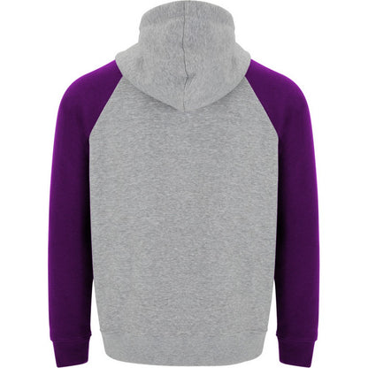 Heather Grey-Purple - Back - Roly Childrens-Kids Badet Two Tone Drawstring Hoodie