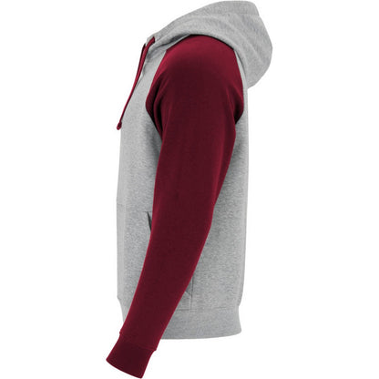 Heather Grey-Garnet - Lifestyle - Roly Childrens-Kids Badet Two Tone Drawstring Hoodie