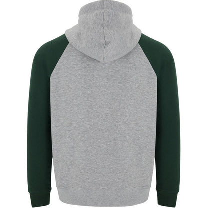 Heather Grey-Bottle Green - Back - Roly Childrens-Kids Badet Two Tone Drawstring Hoodie