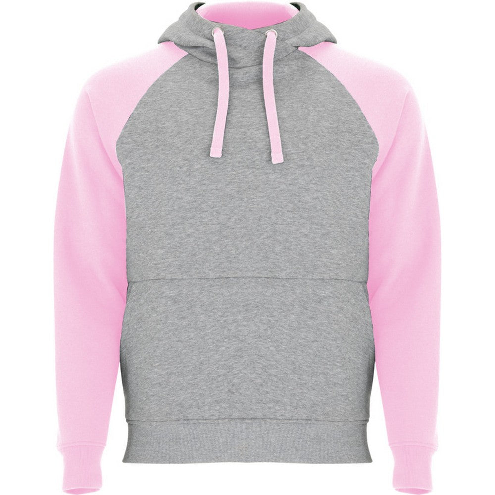 Heather Grey-Light Pink - Front - Roly Childrens-Kids Badet Two Tone Drawstring Hoodie
