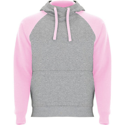 Heather Grey-Light Pink - Front - Roly Childrens-Kids Badet Two Tone Drawstring Hoodie