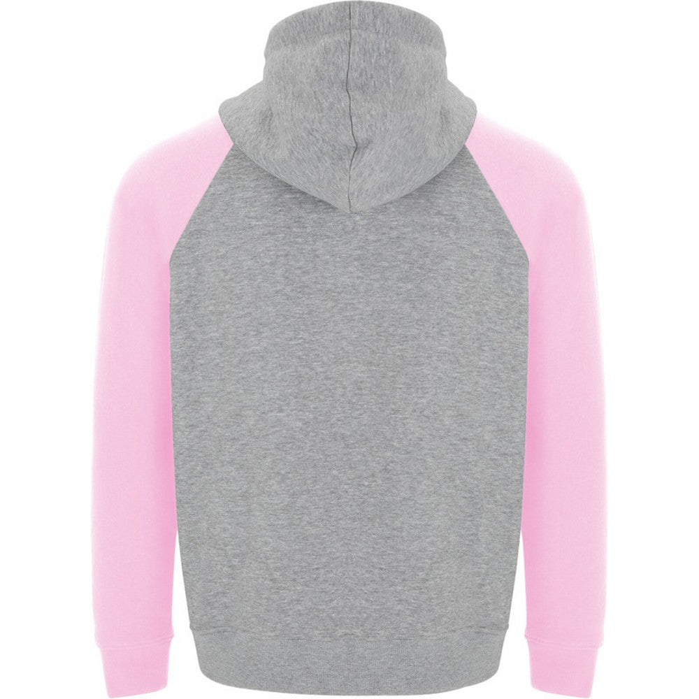 Heather Grey-Light Pink - Back - Roly Childrens-Kids Badet Two Tone Drawstring Hoodie