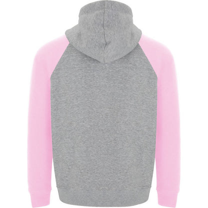 Heather Grey-Light Pink - Back - Roly Childrens-Kids Badet Two Tone Drawstring Hoodie
