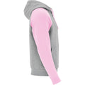 Heather Grey-Light Pink - Side - Roly Childrens-Kids Badet Two Tone Drawstring Hoodie