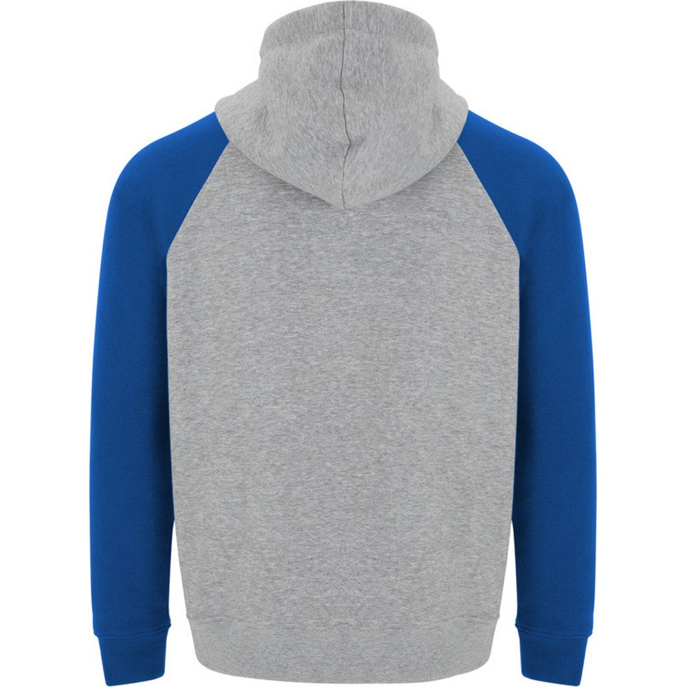 Heather Grey-Royal Blue - Back - Roly Childrens-Kids Badet Two Tone Drawstring Hoodie