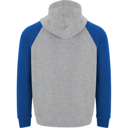 Heather Grey-Royal Blue - Back - Roly Childrens-Kids Badet Two Tone Drawstring Hoodie