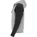 Heather Grey-Solid Black - Lifestyle - Roly Childrens-Kids Badet Two Tone Drawstring Hoodie