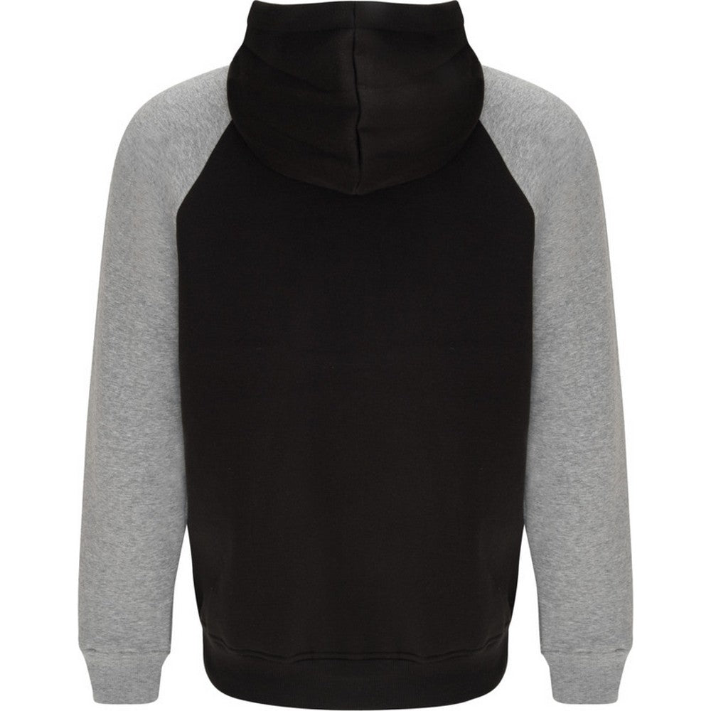 Solid Black-Heather Grey - Back - Roly Childrens-Kids Badet Two Tone Drawstring Hoodie