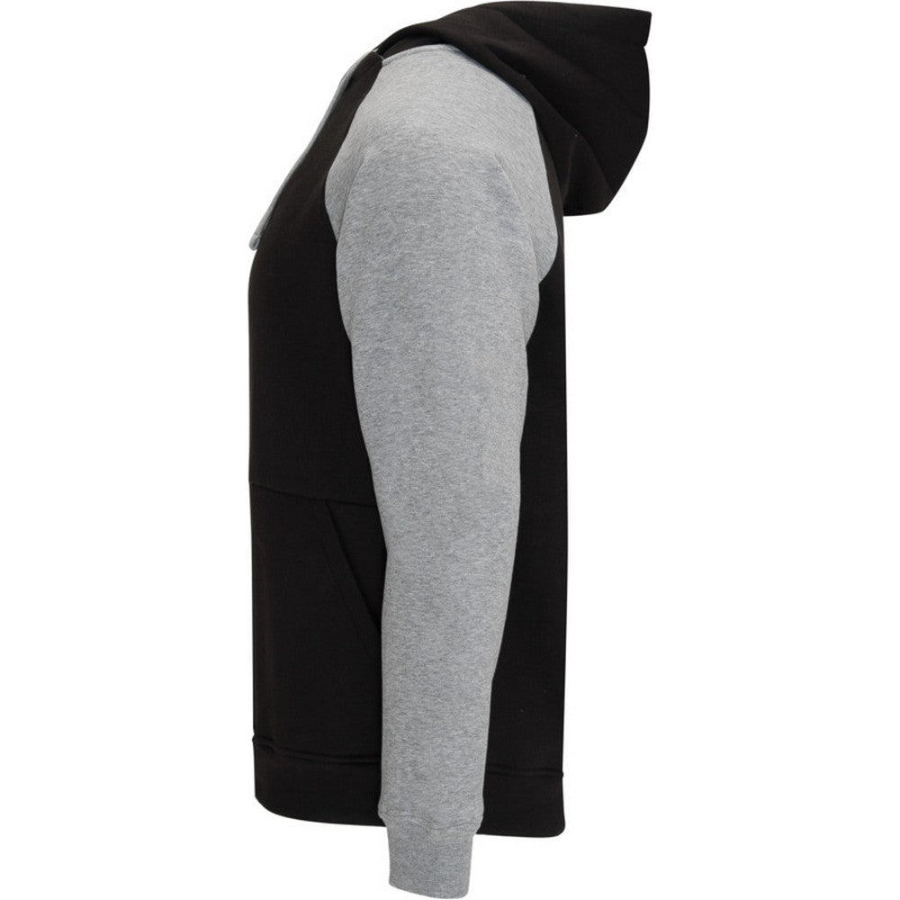 Solid Black-Heather Grey - Lifestyle - Roly Childrens-Kids Badet Two Tone Drawstring Hoodie