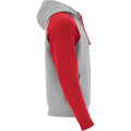 Heather Grey-Red - Side - Roly Childrens-Kids Badet Two Tone Drawstring Hoodie