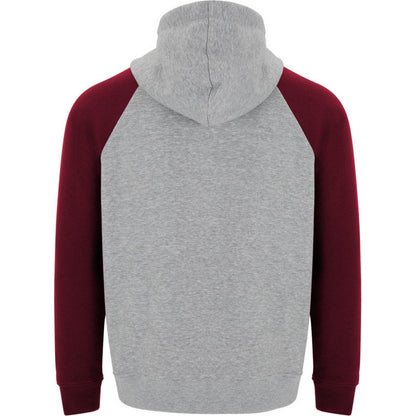 Heather Grey-Garnet - Back - Roly Childrens-Kids Badet Two Tone Drawstring Hoodie
