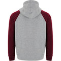 Heather Grey-Garnet - Back - Roly Childrens-Kids Badet Two Tone Drawstring Hoodie