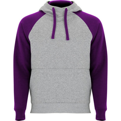 Heather Grey-Purple - Front - Roly Childrens-Kids Badet Two Tone Drawstring Hoodie