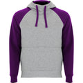Heather Grey-Purple - Front - Roly Childrens-Kids Badet Two Tone Drawstring Hoodie