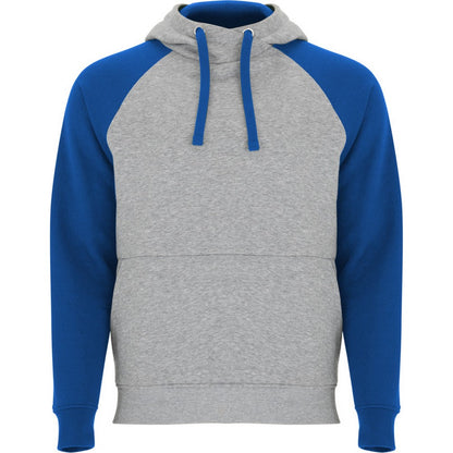 Heather Grey-Royal Blue - Front - Roly Unisex Adult Badet Two Tone Hoodie