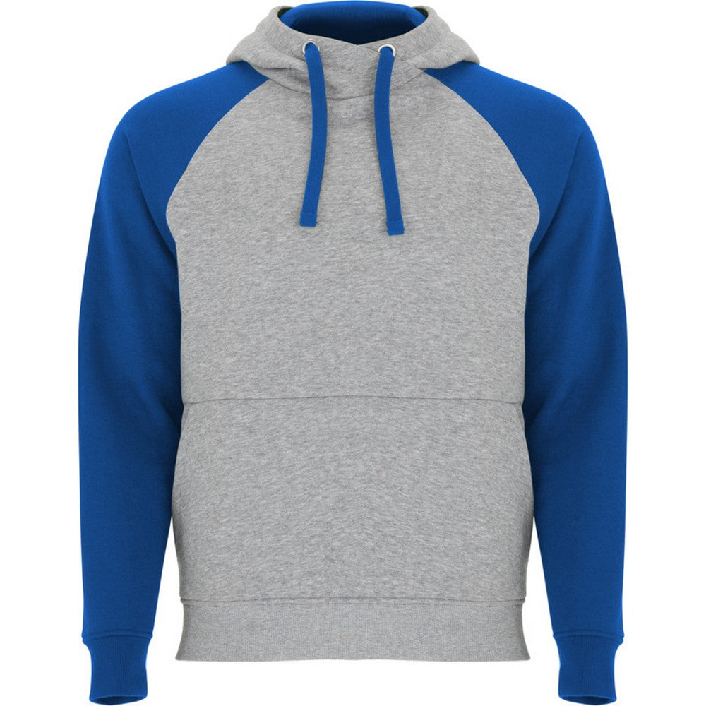 Heather Grey-Royal Blue - Front - Roly Unisex Adult Badet Two Tone Hoodie