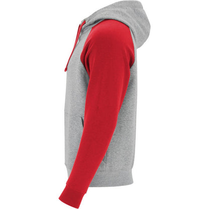 Heather Grey-Red - Lifestyle - Roly Unisex Adult Badet Two Tone Hoodie