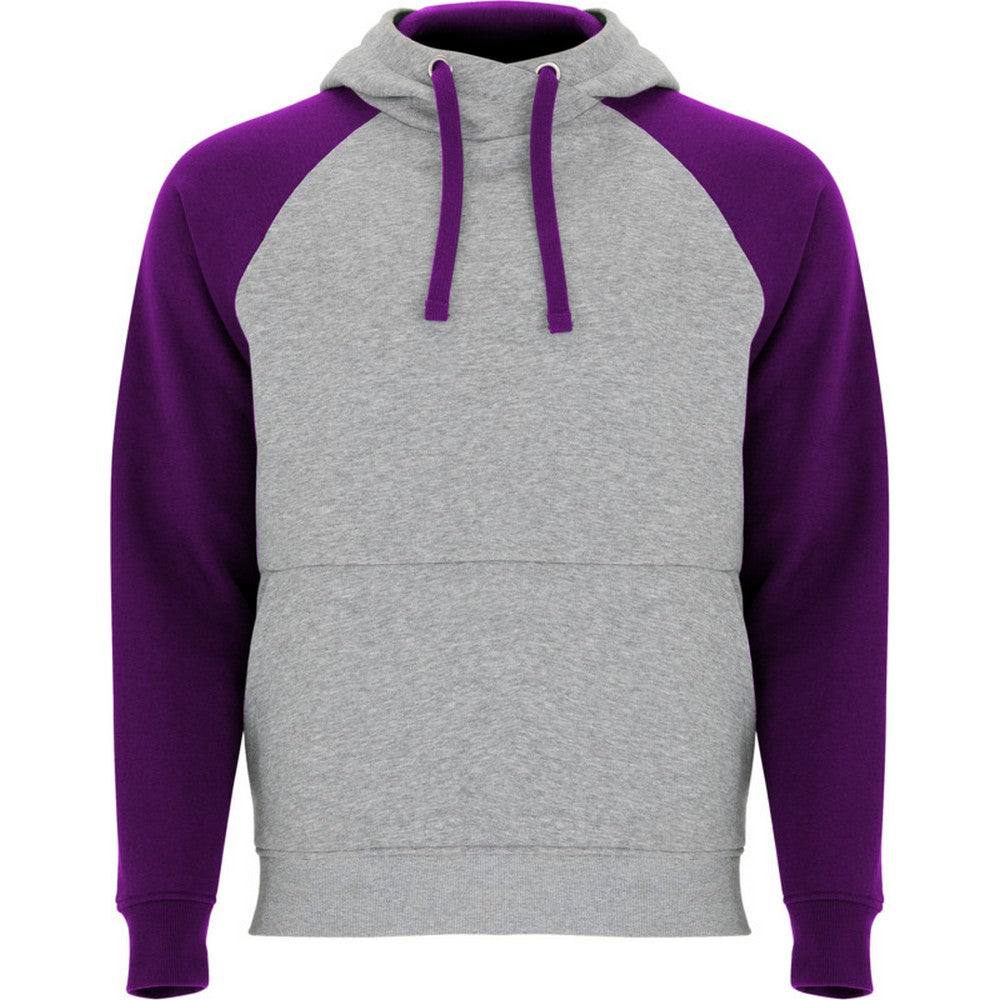 Heather Grey-Purple - Front - Roly Unisex Adult Badet Two Tone Hoodie