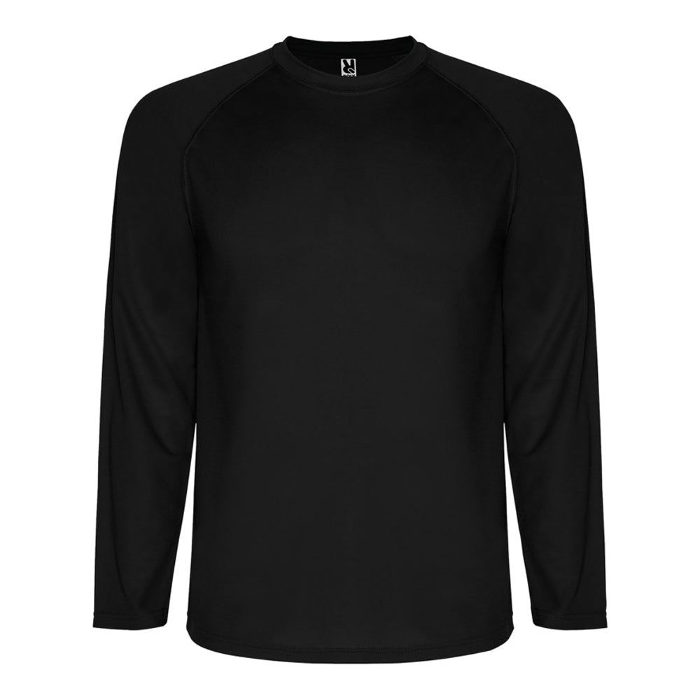 Solid Black - Front - Roly Mens Montecarlo Long-Sleeved Sports T-Shirt
