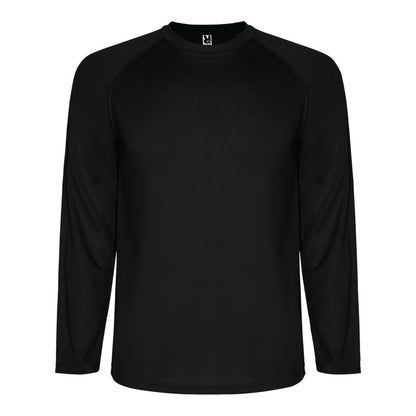 Solid Black - Front - Roly Mens Montecarlo Long-Sleeved Sports T-Shirt