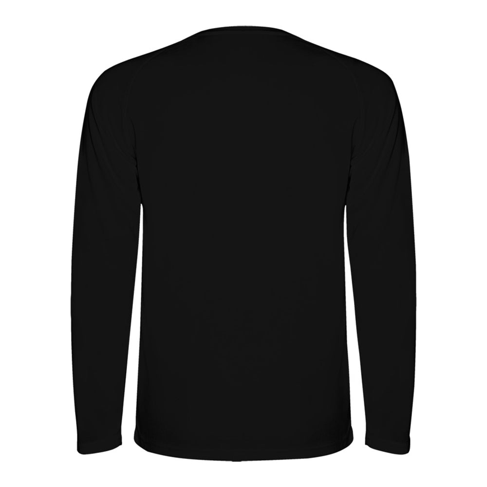 Solid Black - Back - Roly Mens Montecarlo Long-Sleeved Sports T-Shirt