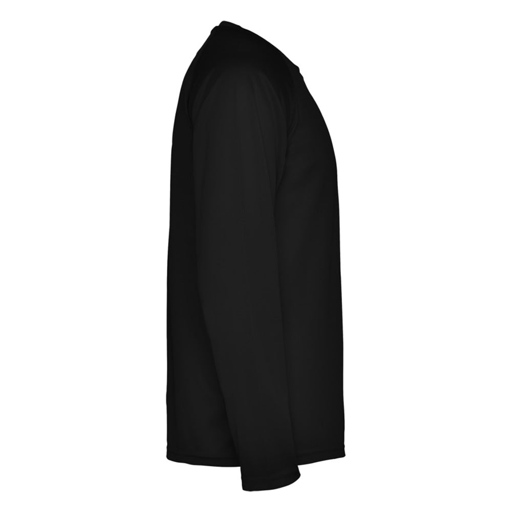 Solid Black - Side - Roly Mens Montecarlo Long-Sleeved Sports T-Shirt