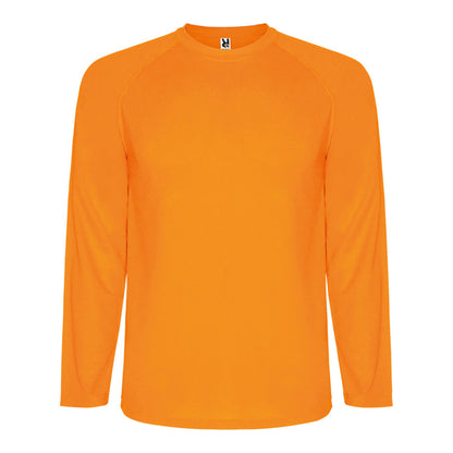 Fluorescent Orange - Front - Roly Mens Montecarlo Long-Sleeved Sports T-Shirt
