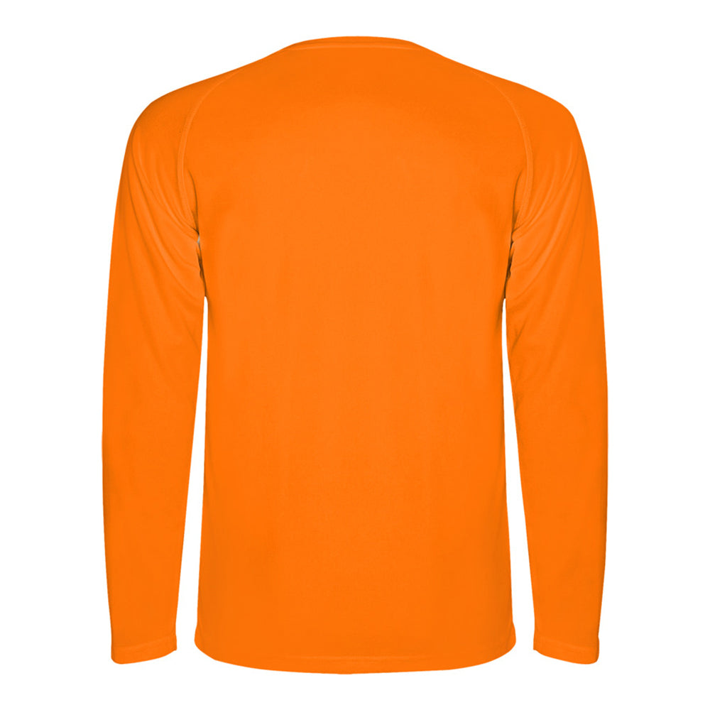 Fluorescent Orange - Back - Roly Mens Montecarlo Long-Sleeved Sports T-Shirt