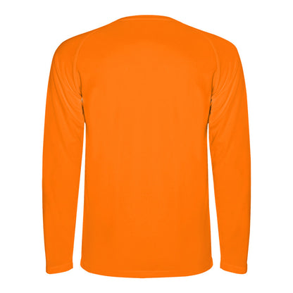 Fluorescent Orange - Back - Roly Mens Montecarlo Long-Sleeved Sports T-Shirt