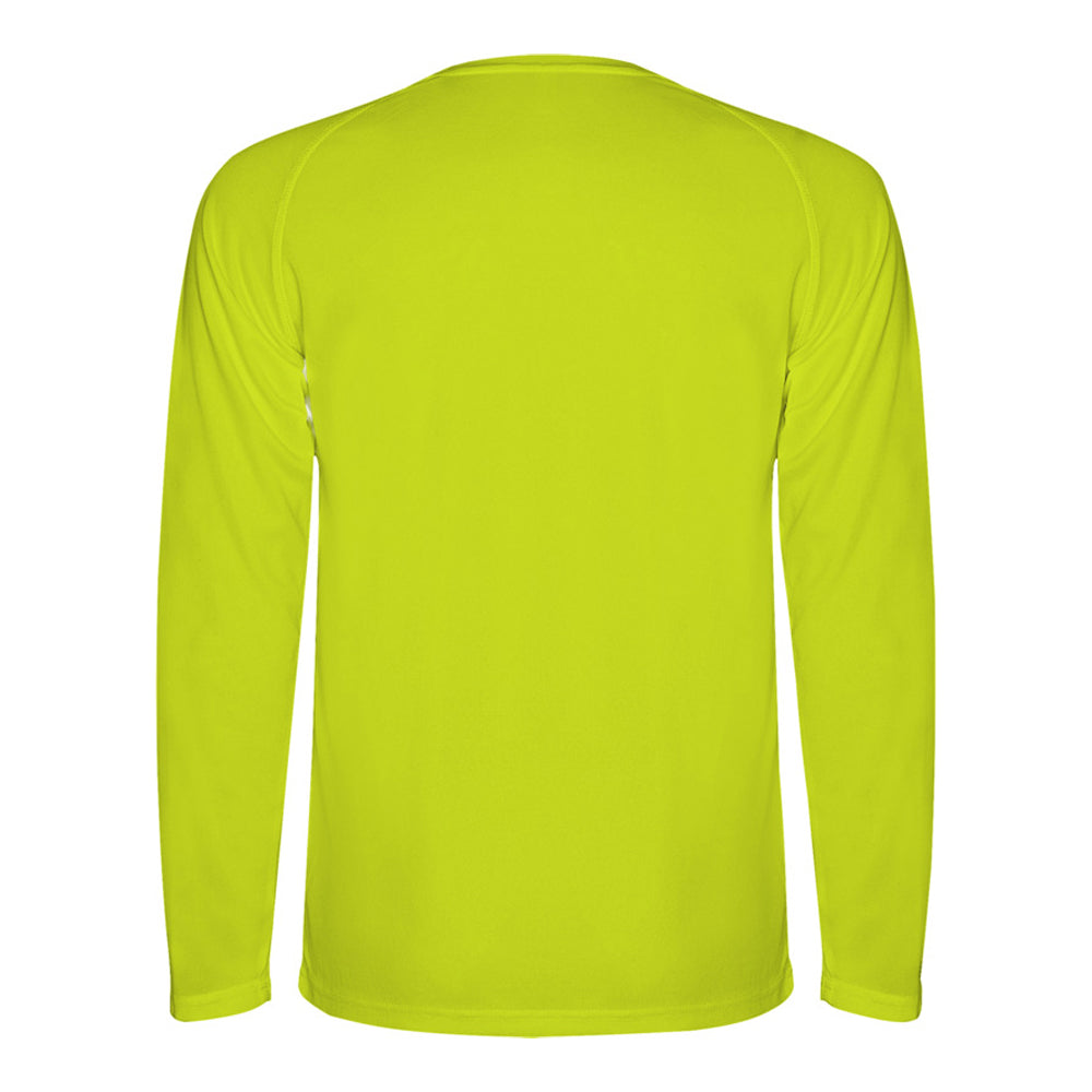 Fluorescent Yellow - Back - Roly Mens Montecarlo Long-Sleeved Sports T-Shirt