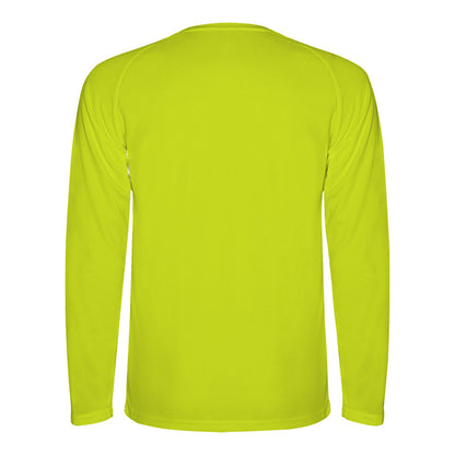 Fluorescent Yellow - Back - Roly Mens Montecarlo Long-Sleeved Sports T-Shirt