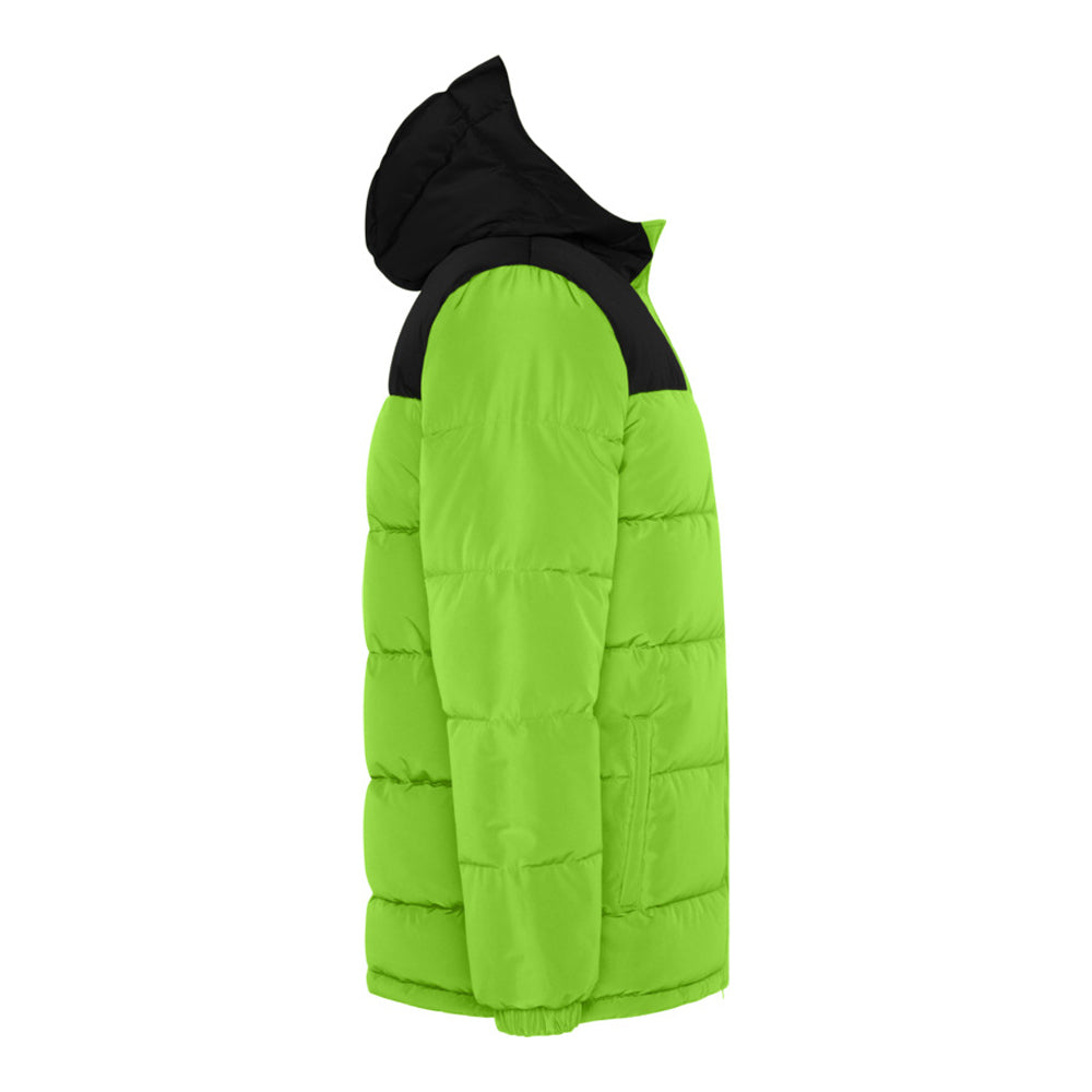 Lime-Solid Black - Side - Roly Childrens-Kids Tallin Insulated Jacket