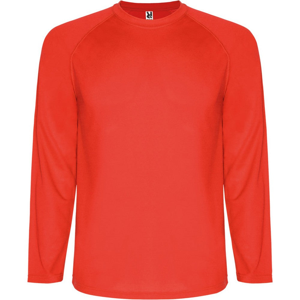 Red - Front - Roly Childrens-Kids Montecarlo Long-Sleeved Sports T-Shirt
