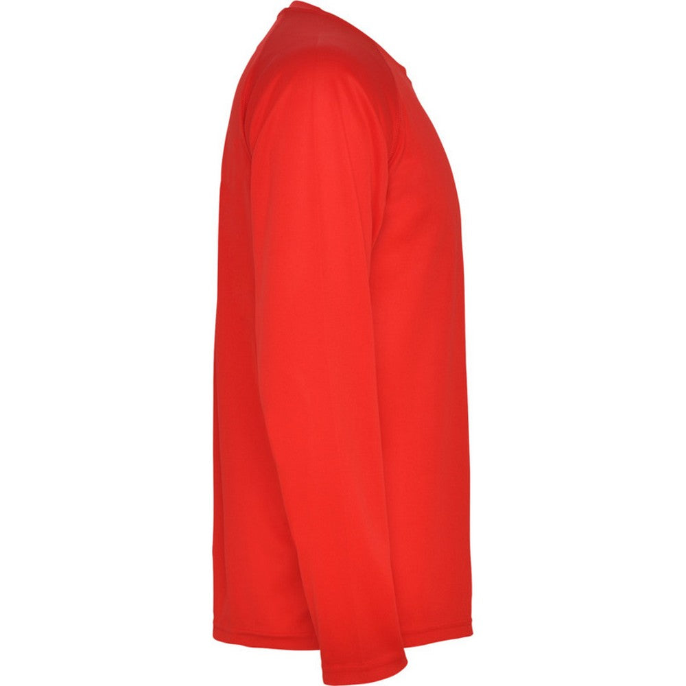 Red - Side - Roly Childrens-Kids Montecarlo Long-Sleeved Sports T-Shirt