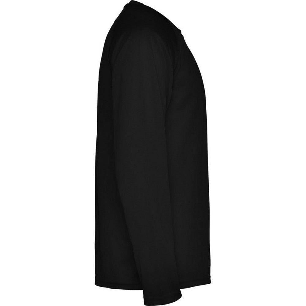 Solid Black - Side - Roly Childrens-Kids Montecarlo Long-Sleeved Sports T-Shirt