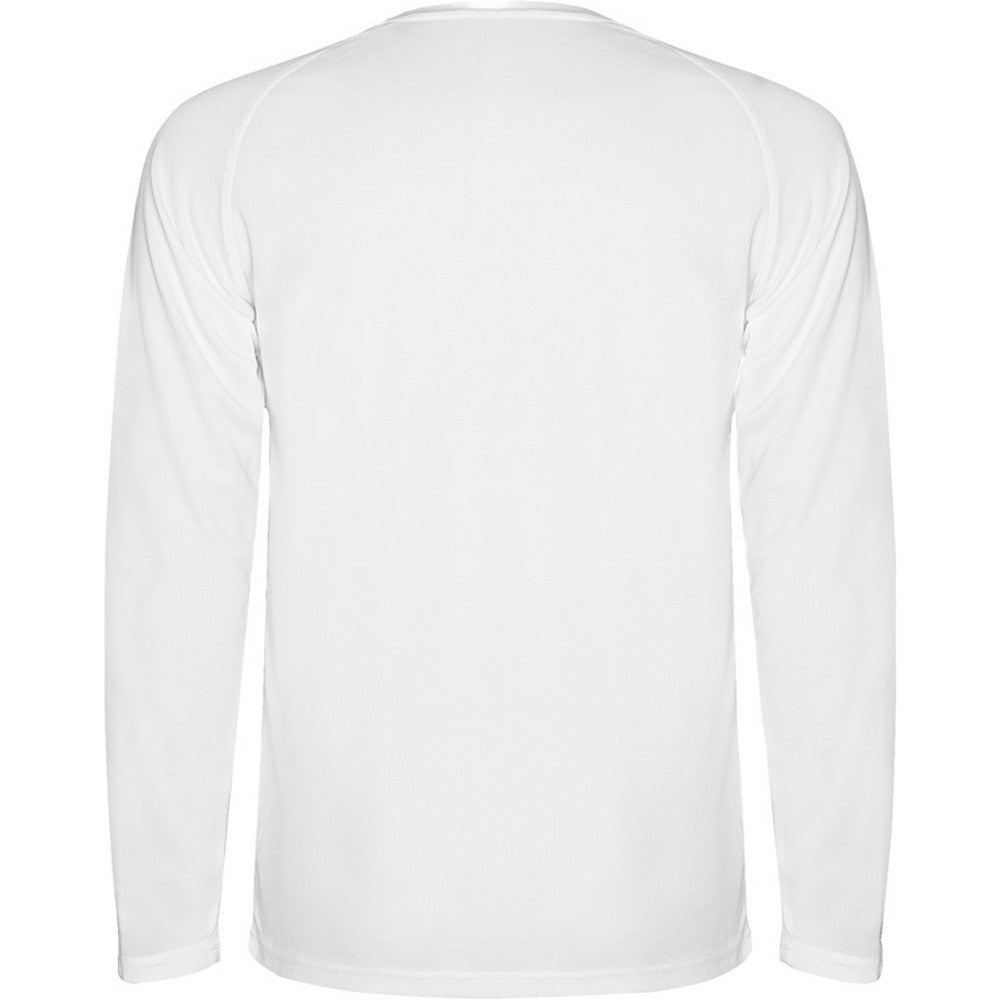 White - Back - Roly Childrens-Kids Montecarlo Long-Sleeved Sports T-Shirt