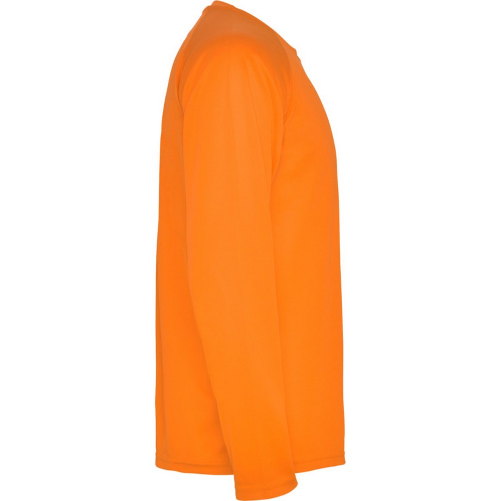 Fluorescent Orange - Side - Roly Childrens-Kids Montecarlo Long-Sleeved Sports T-Shirt